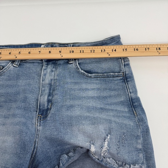 Vervet Jean Shorts Women Large Blue Denim Cut Off Stretch Distressed High Rise - Picture 11 of 14